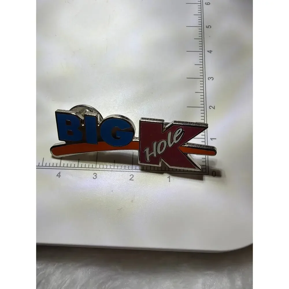 Big K Hole Glow In The Dark Enamel Lapel Hat Pin Kmart Parody Double Post